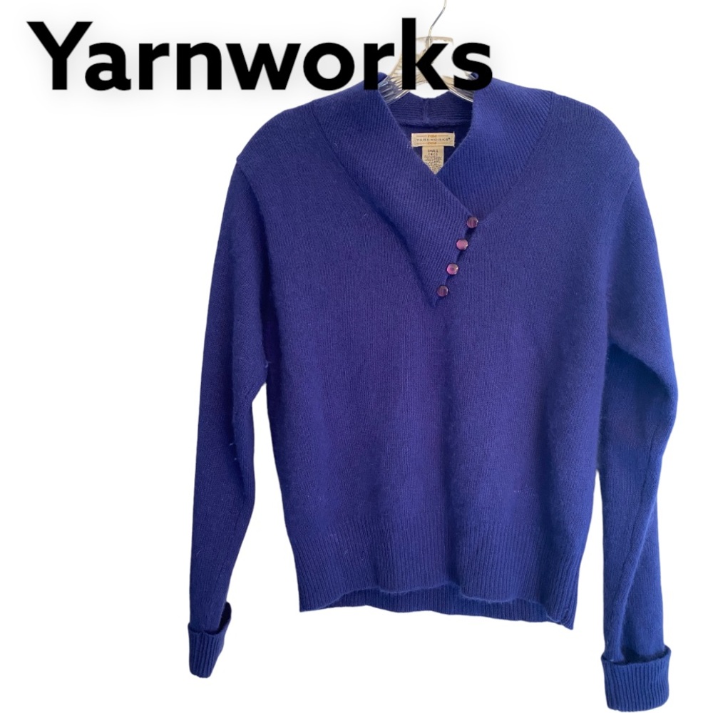 Vintage Yarnworks Lamb’s Wool Angora long sleeve Pullover Sweater Blue S